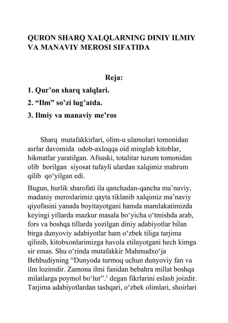 Dinshunoslik fanidan referat 2