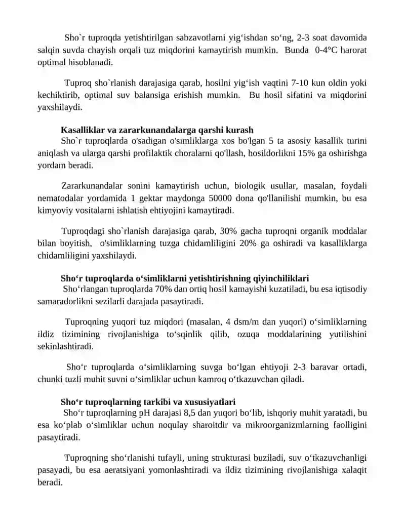 Shoʻrlangan yerda poliz ekini yetishtirish 2