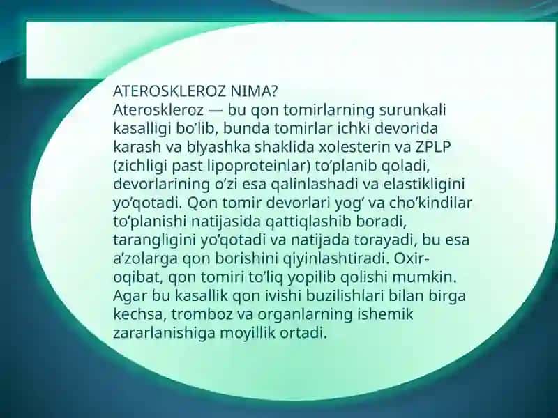 Aterosklerozning Kelib Chiqishi Mexanizmi 2