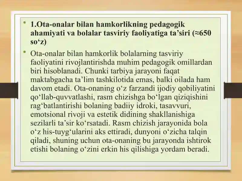 Ota-onalar bilan hamkorlikda rasm ishlash 2