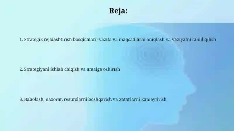Strategik rejalashtirish bosqichlari 2
