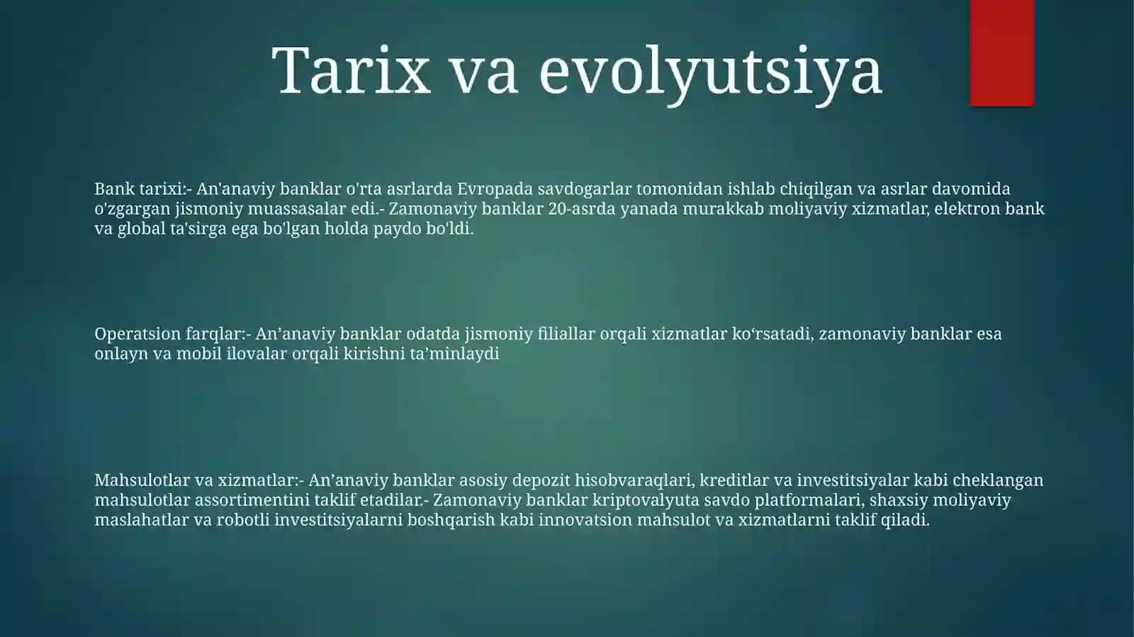 An'Anaviy Va Zamonaviy BanklarFarqlari 2