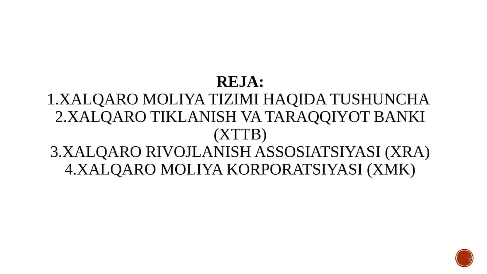 Xalqaro moliyaviy tizimi 2