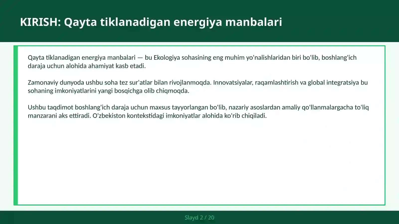 QAYTA TIKLANADIGAN ENERGIYA MANBALARI 2
