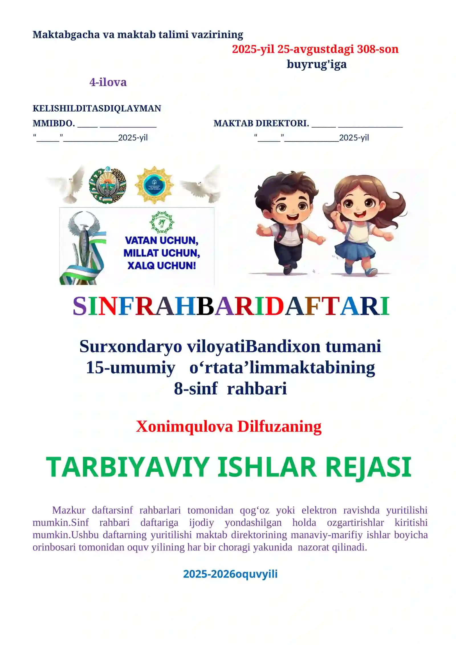 8-SINF RAHBARI Xonimqulova Dilfuzaning 2