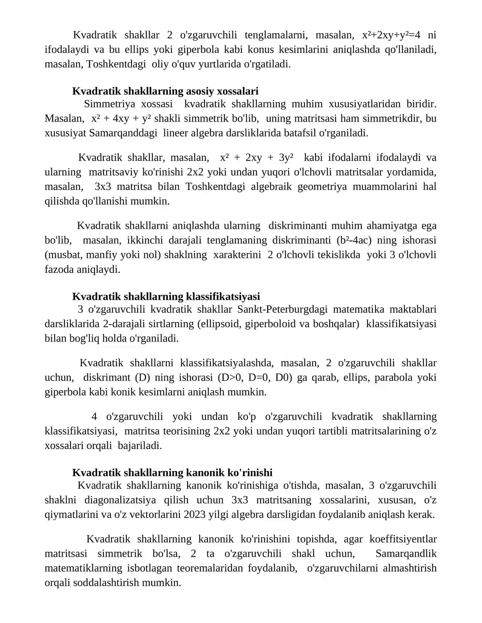 Kvadratik formalar 2
