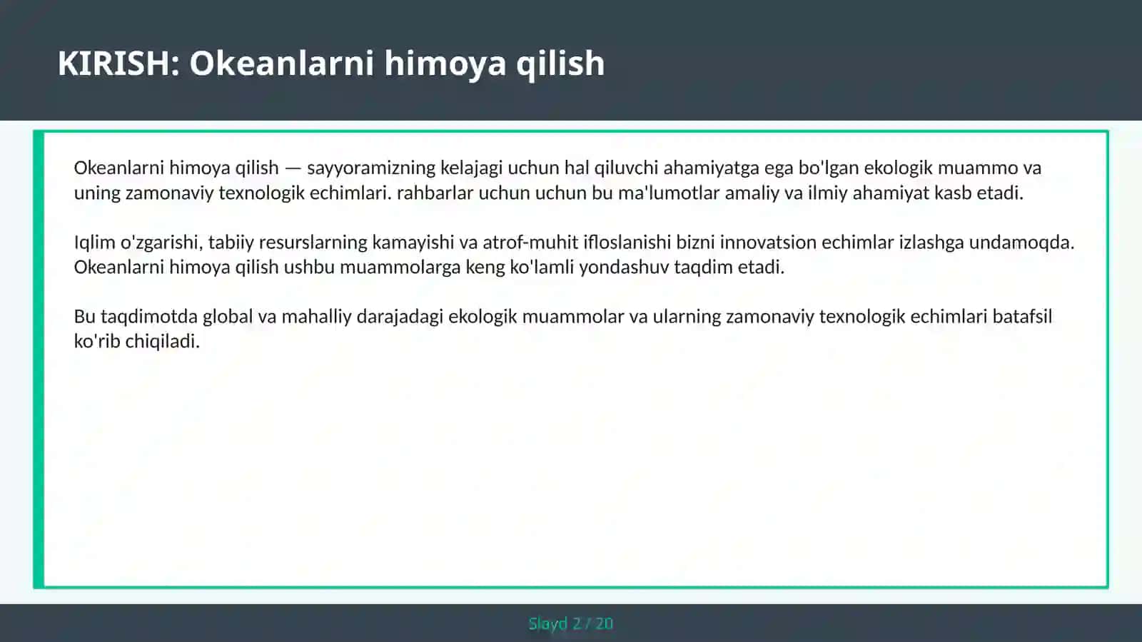 Okeanlarni himoya qilish 2
