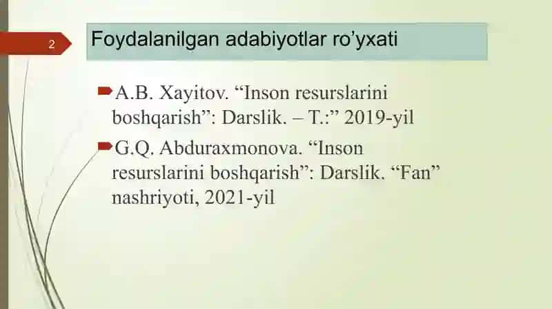 Insonresurslarini boshqarish 2