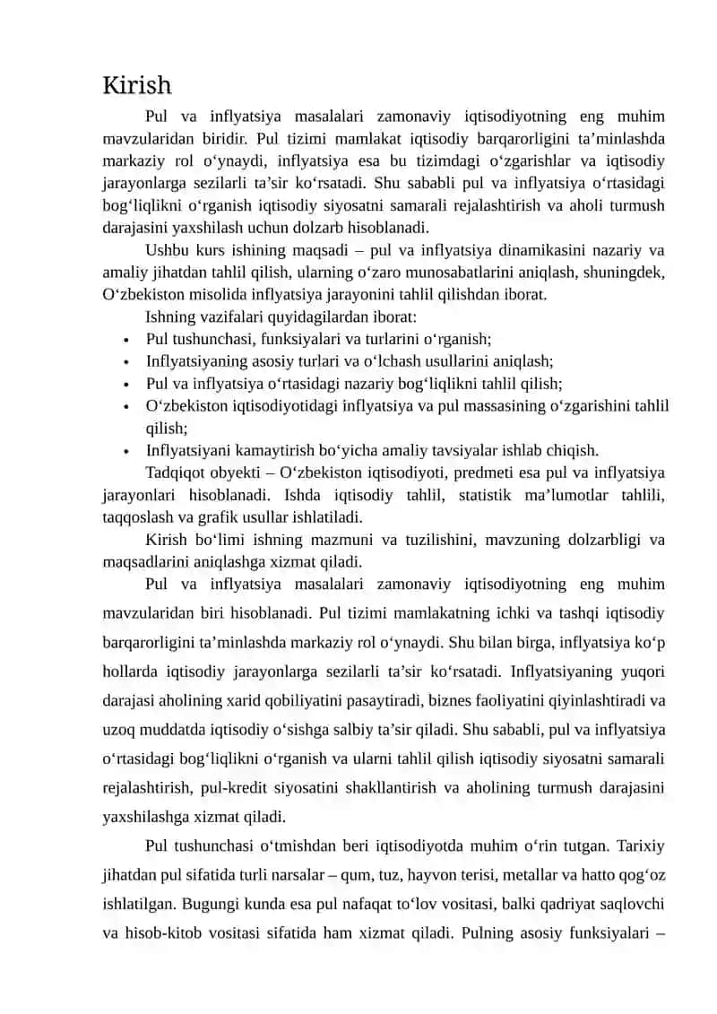 Pul va inflyatsiya dinamikasi 2