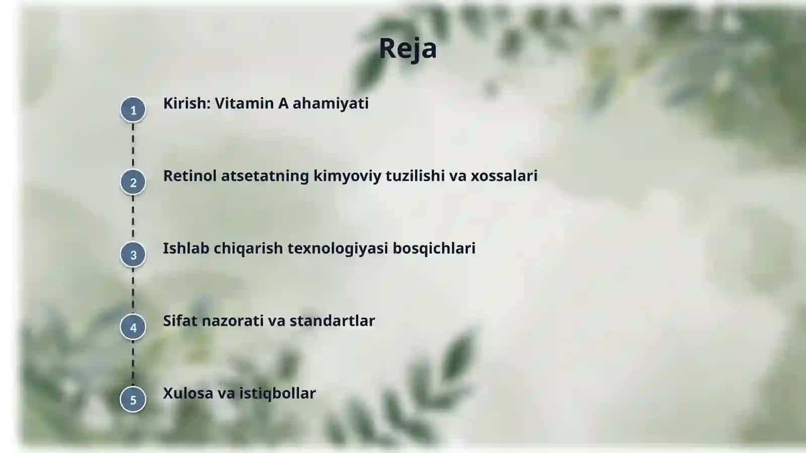 Vitamin A retinol atsetat olish texnologiyasi 2