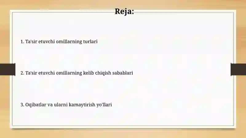 Ta'sir etuvchi omillar 2