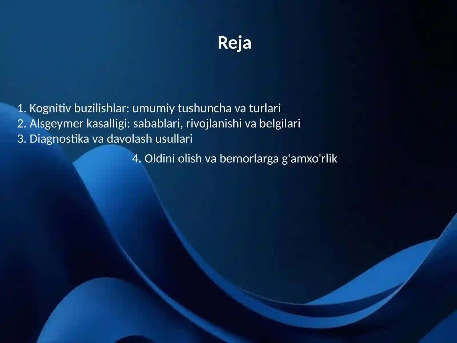 Kognitiv buzilishlar. Alsgeymer kasalligi 2