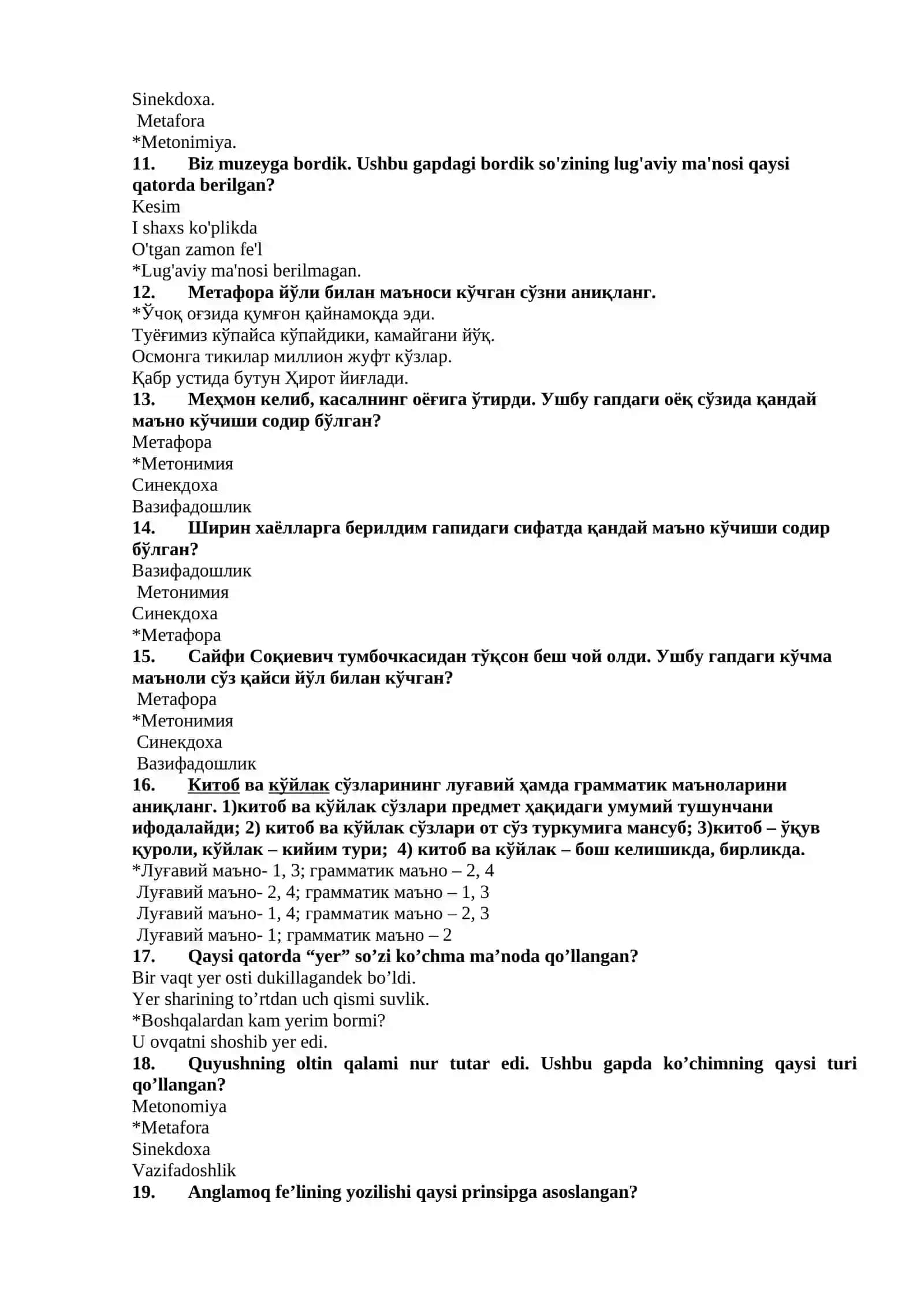 Imlo va leksikologiya testlar 2