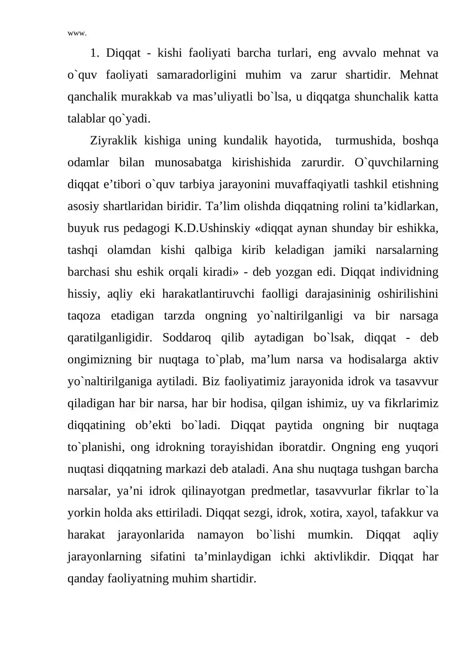 Diqqat va xotira o'rganish metodlari 2