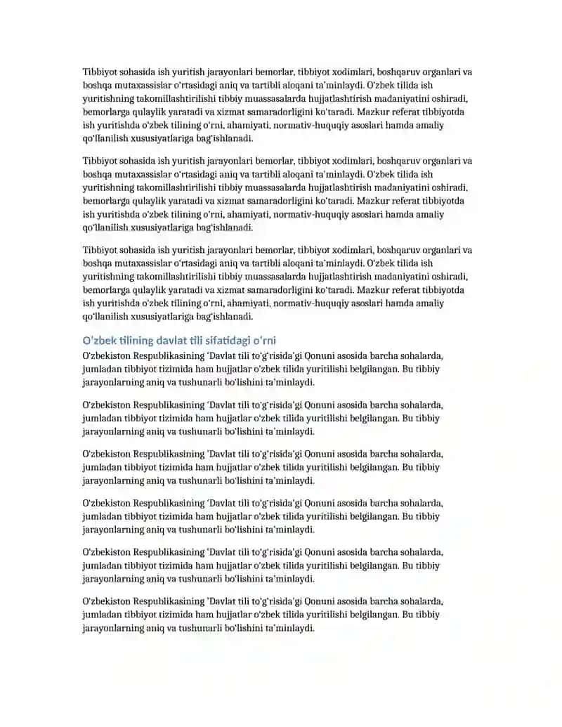 Tibbiyotda ish yuritishning o'zbek tilidagi xususiyatlari 2