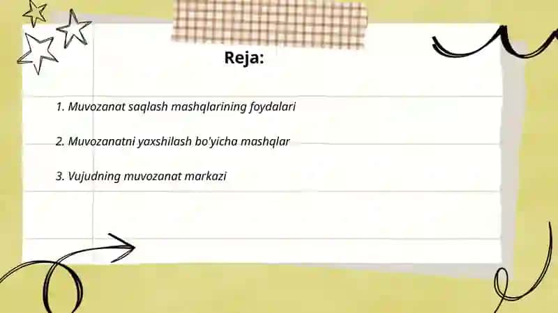 Muvozanat saqlash mashqlarini bajarish 2