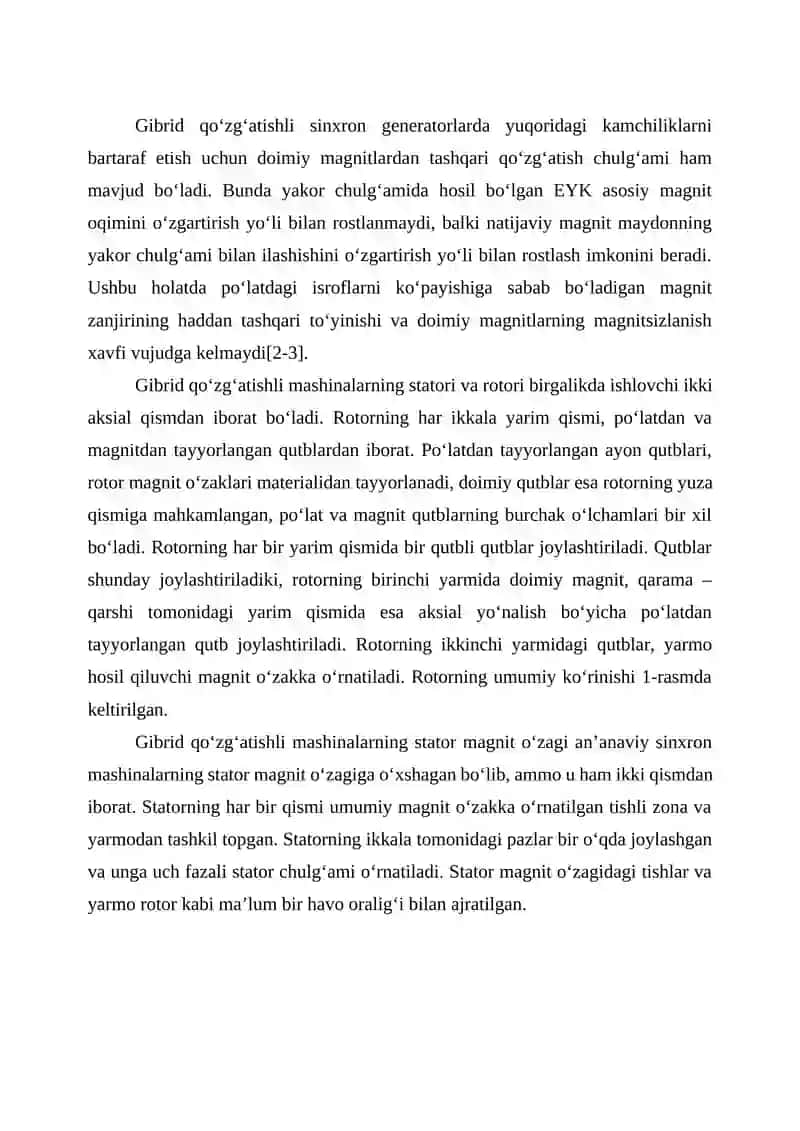 Gibrid qo‘zg‘atishli sinxron mashinalar 2