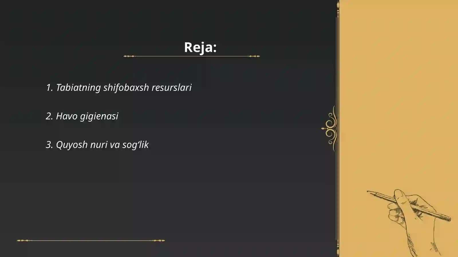 Tabiatni soğlomlashtiruvchi kuchlari va gigenik omillar 2