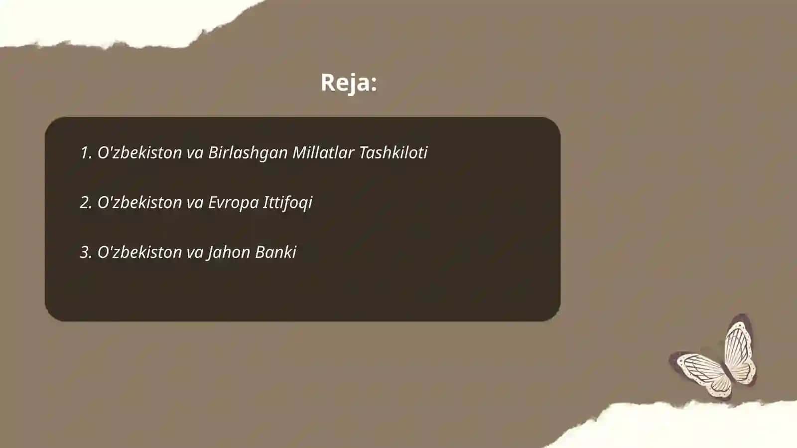 O'zbekistonning xalqaro tashkilotlar bilan hamkorlik aloqalari 2