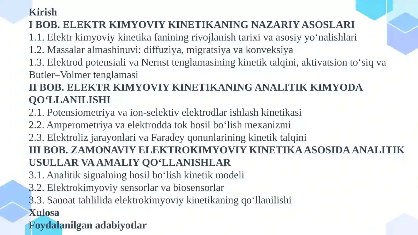 Elektr kimyoviy kinetikaning  analitik kimyodagi oʻrni 2