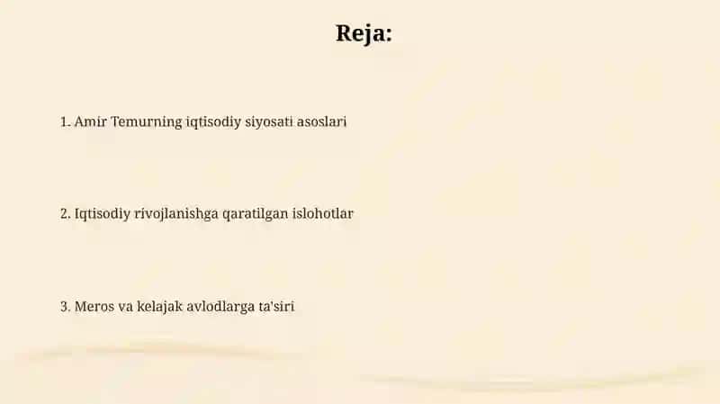 Amur Temurning iqtisodiy qarashlari 2