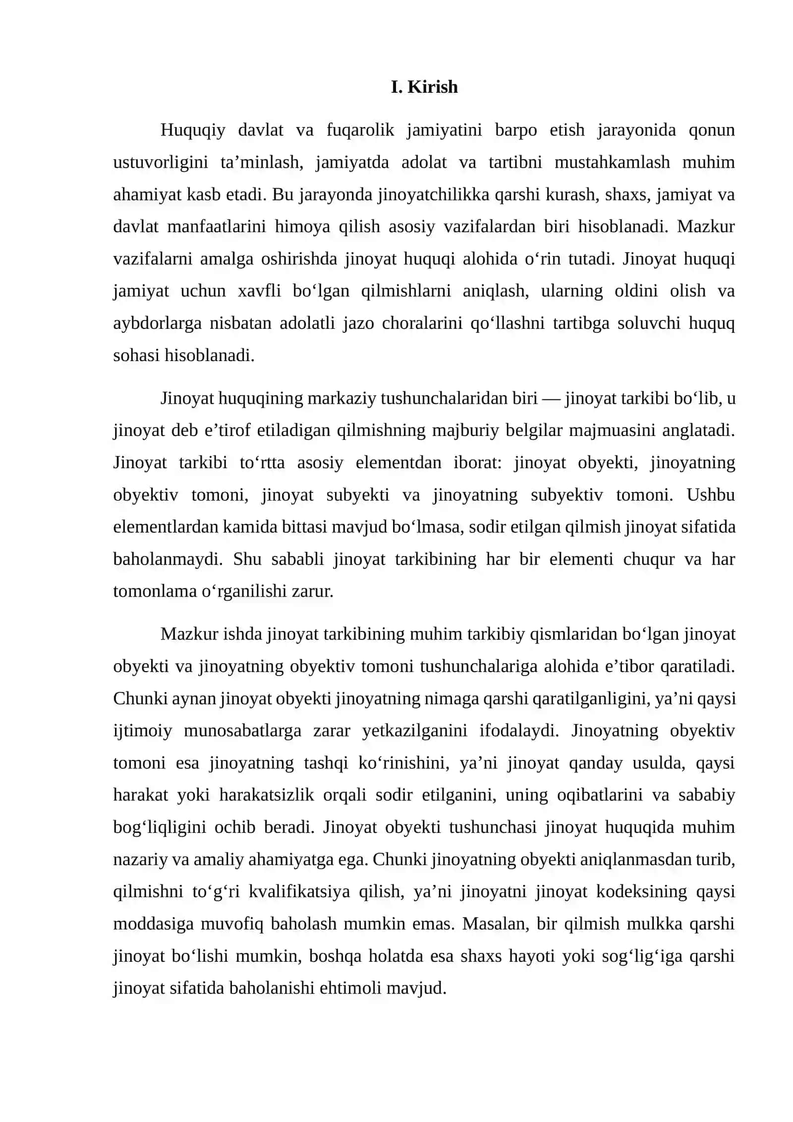 Jinoyat obyetki va jinoyatning obyektiv tomoni 2
