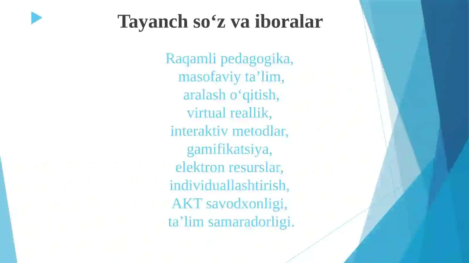 RAQAMLI PEDAGOGIKA BO‘YICHA O‘QITISHNI TASHKIL ETISH SHAKLLARI 2