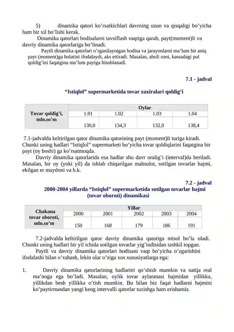 Dinamika qatorlari 2