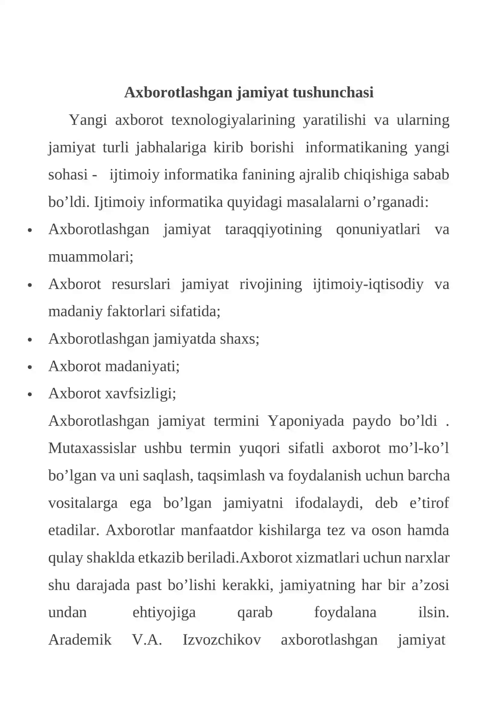 Axborotlashgan jamiyat va uning istiqbollari 2