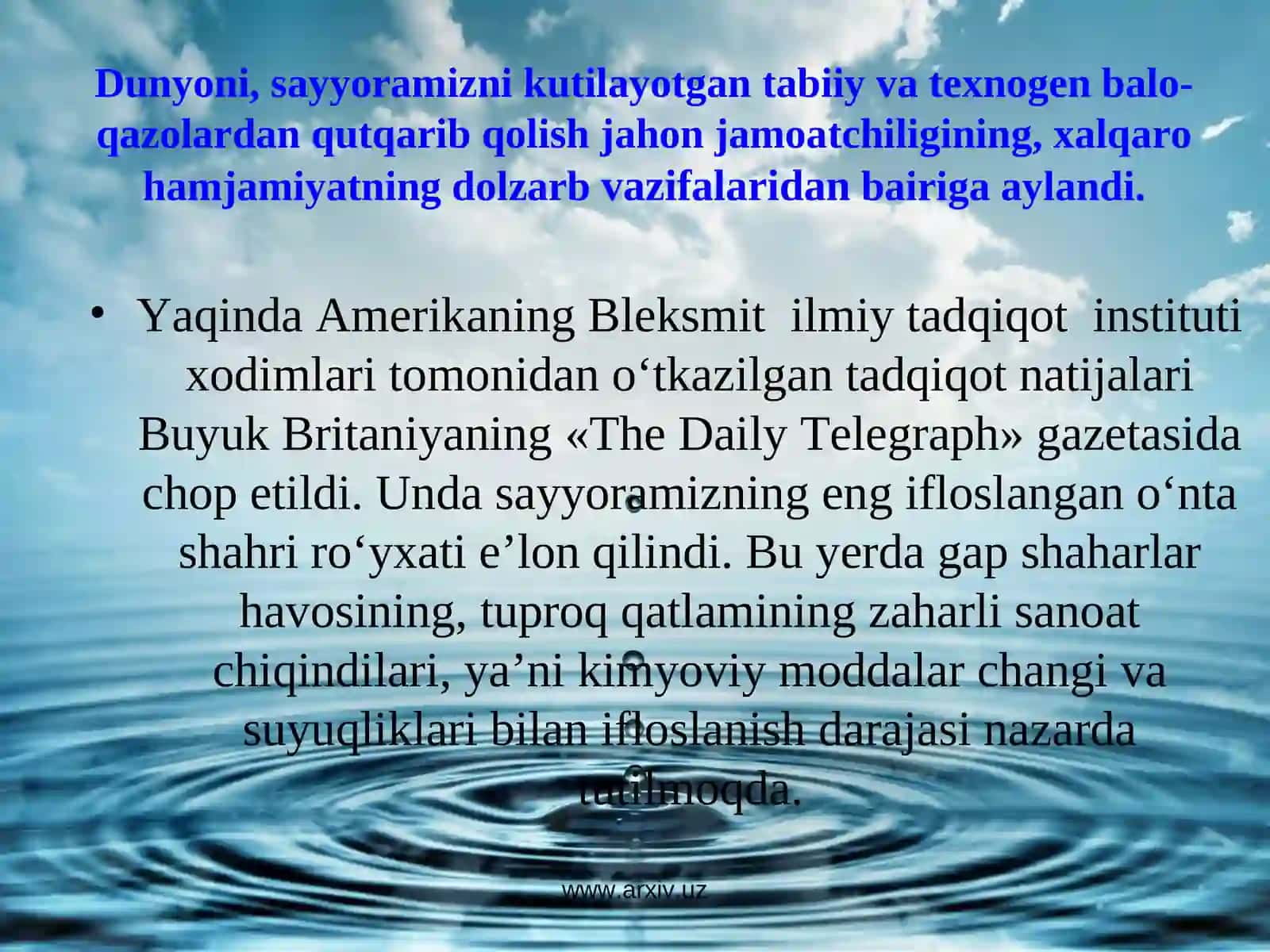 Shaharlar ekologiyasi 2