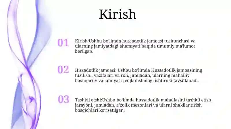 Hissadotlik Jamoatlati Va Ularning Tashkil Etshi 2