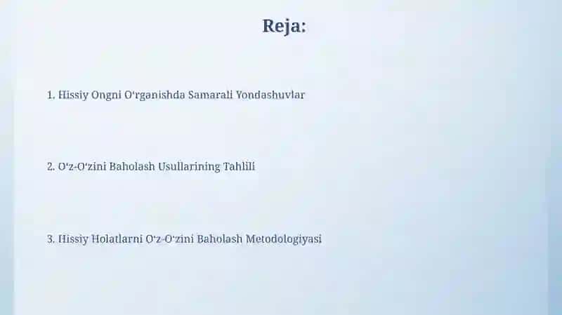 Emotsional holatlarda o’z-o’zini baholash metodikasi 2