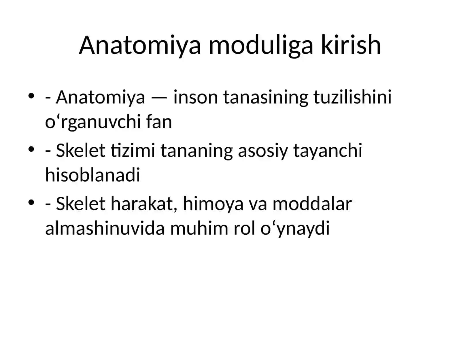 Anatomiya moduliga kirish 2