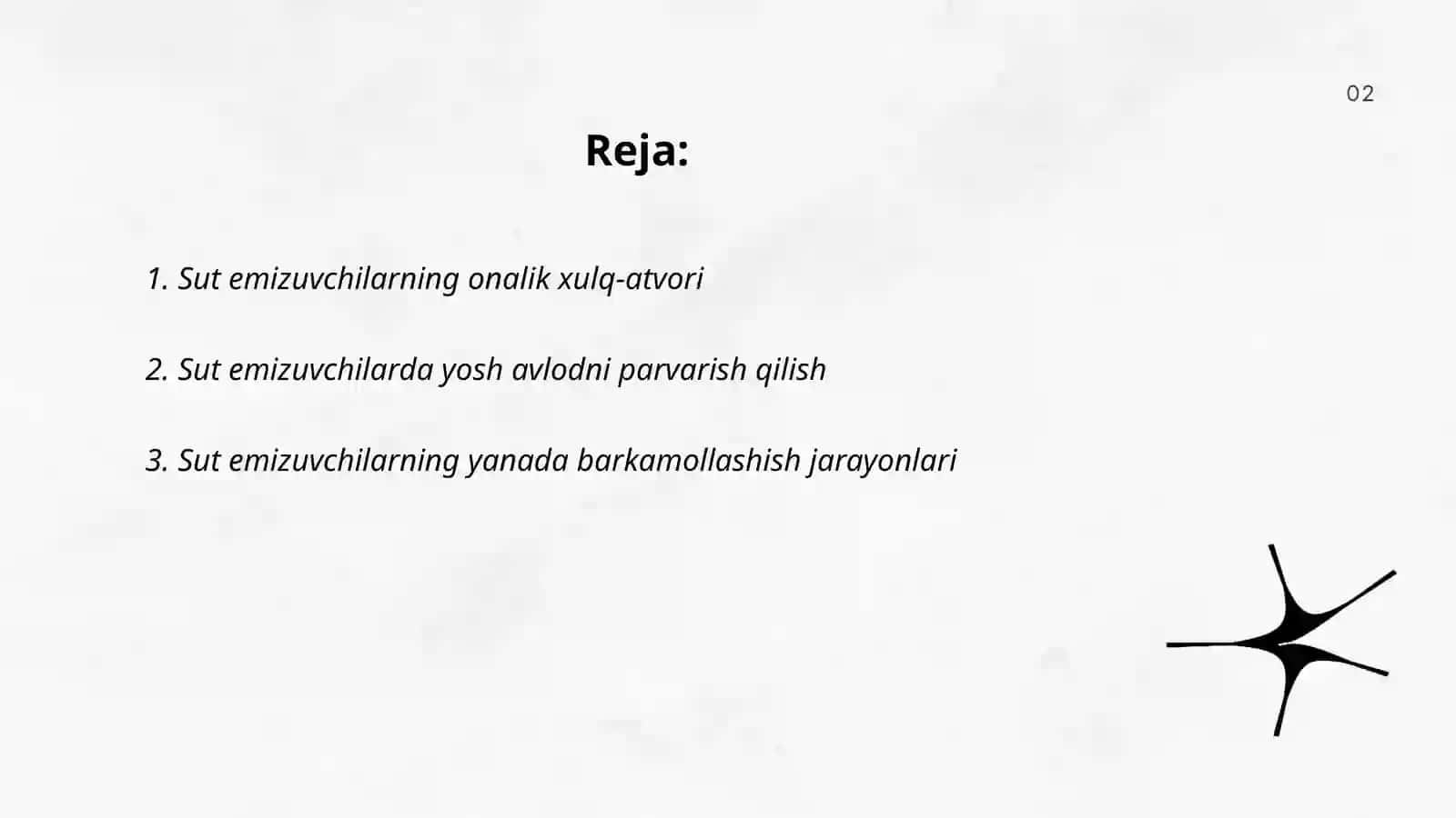 Sut emizuvchilarning individual rivojlanishi 2