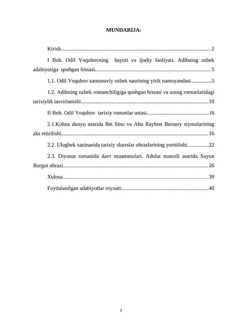 "Odil yoqubov romanlarida tarixiylik" 2