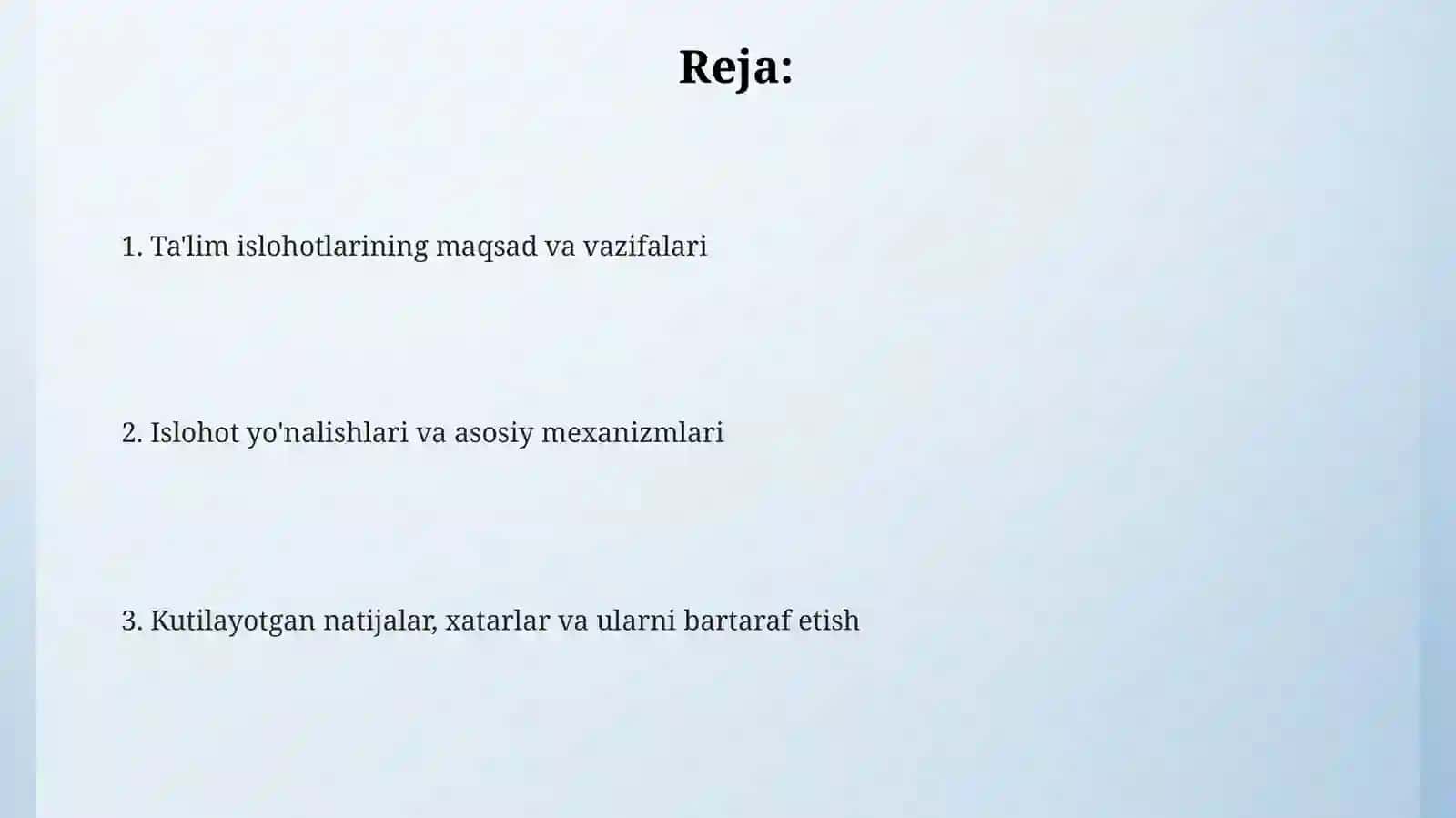 Ta'lim tizimidagi islohotlar 2