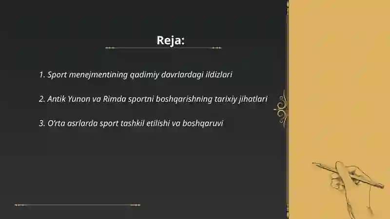 Sport menejmentining rivojlanish tarihi 2