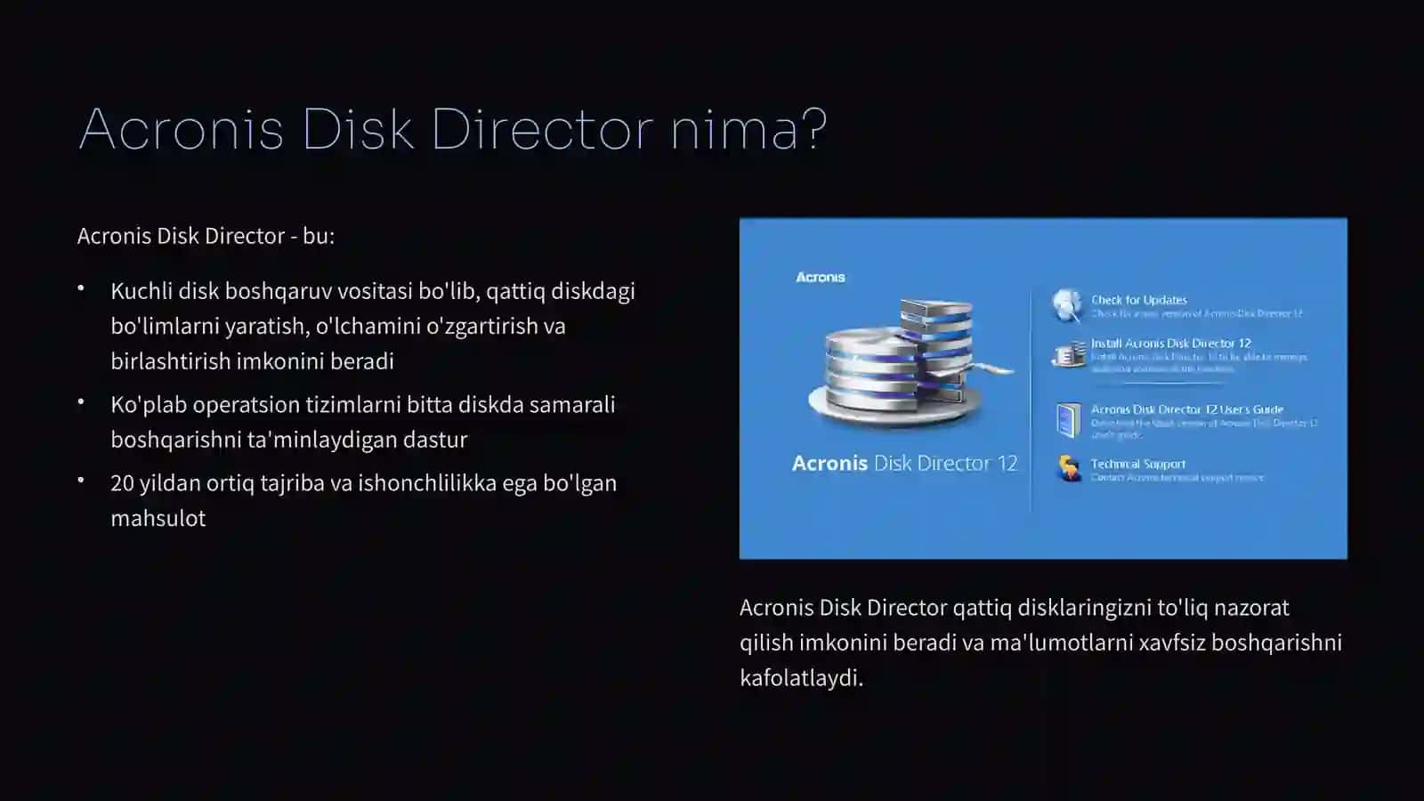 Acronis Disk Director bilan ishlash:disklarniboshqarishning qulay yo'li 2