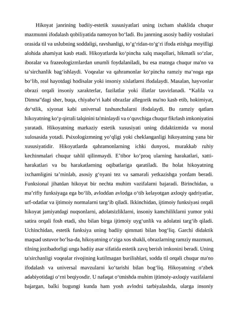 Hikoyat janri poetikasi 2