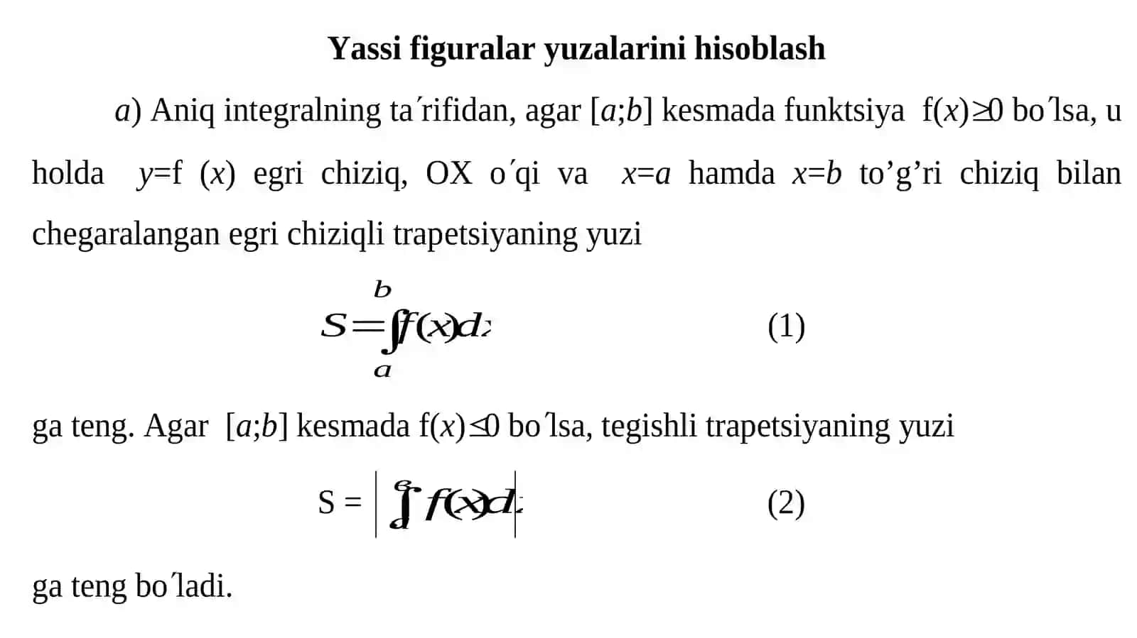 ANIQ INTEGRALLARNING TATBIQLARI 2