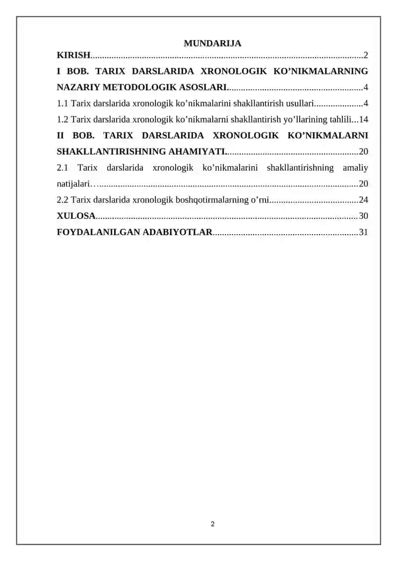 Tarix darslarida xronologik ko'nikmalarni shakllantirish usullari 2