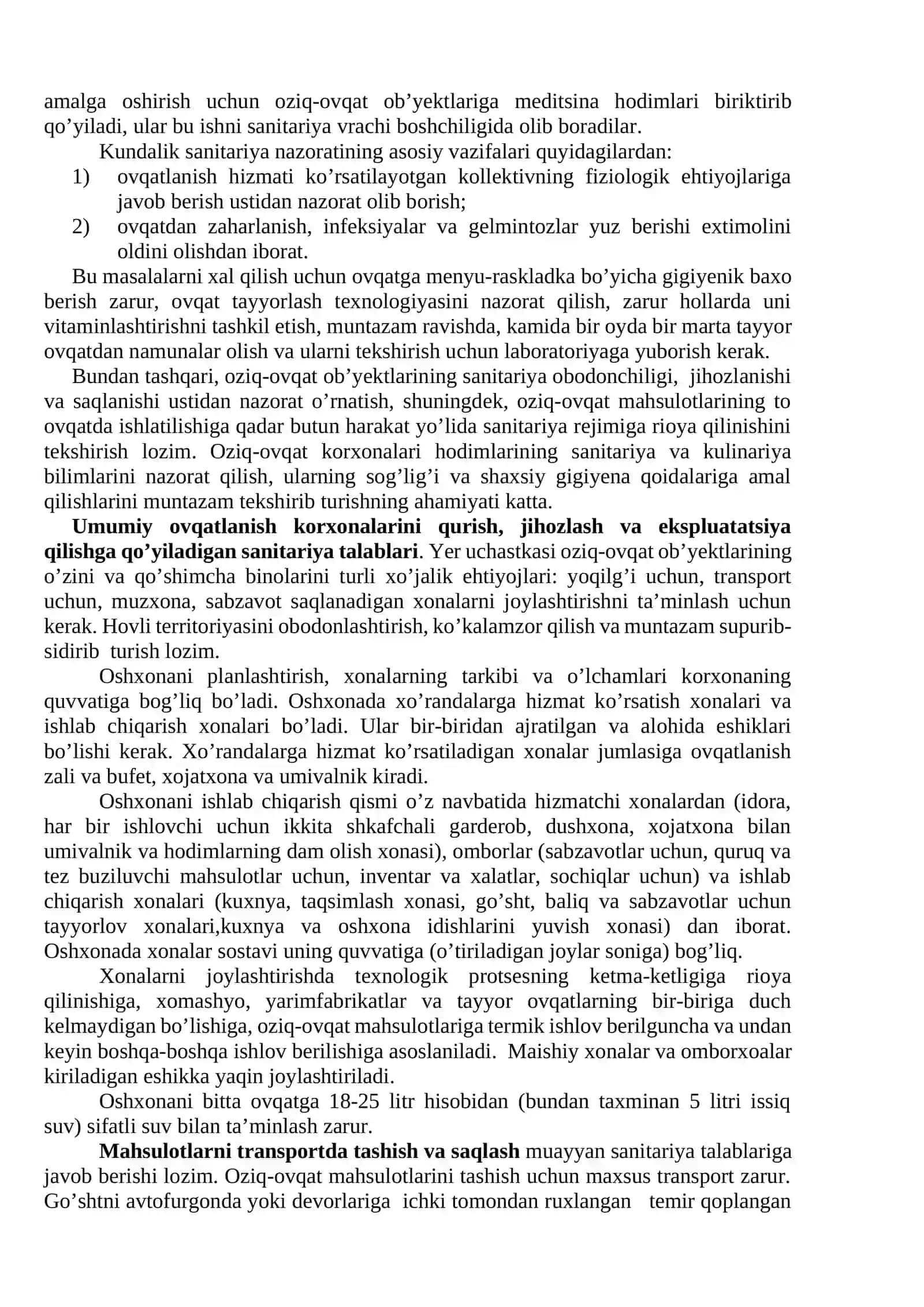 Umumiy ovqatlanish korxonalari gigiyenasi. Oshxonani sanitar jihatdan tekshirish 2