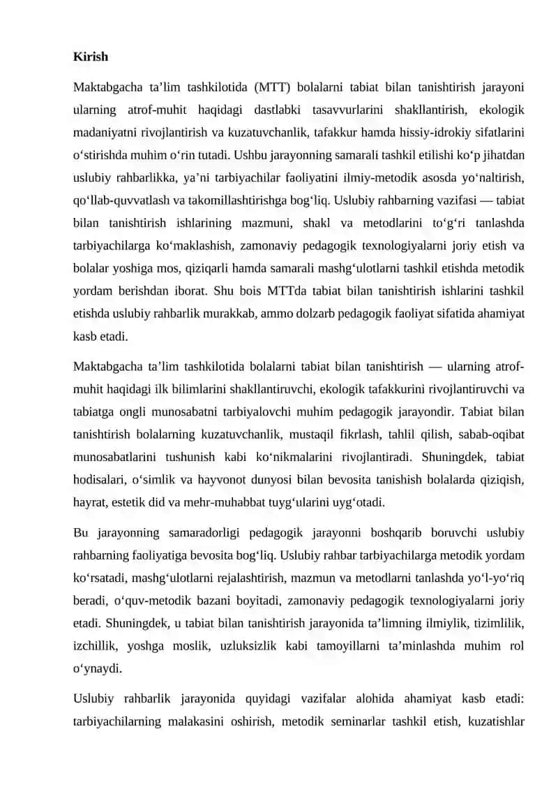 Tabiat bilan tanishtirish jarayonini tashkil etish 2