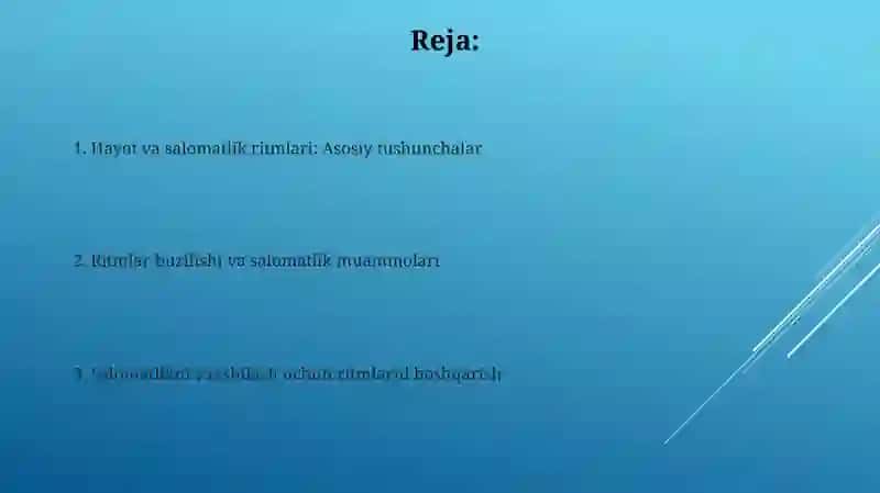 Hayot va sogliq ritmlari 2