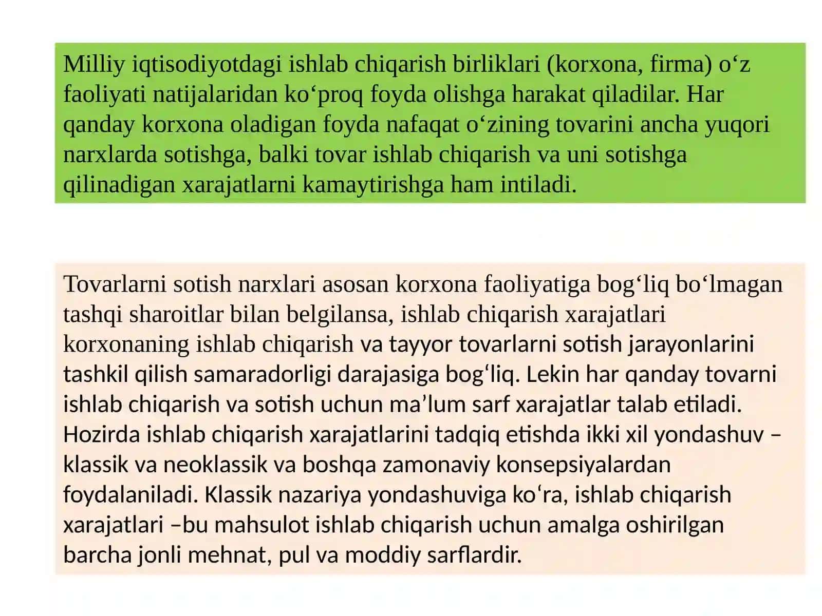 Ishlab Chiqarish va Sotish Xarajatlari 2