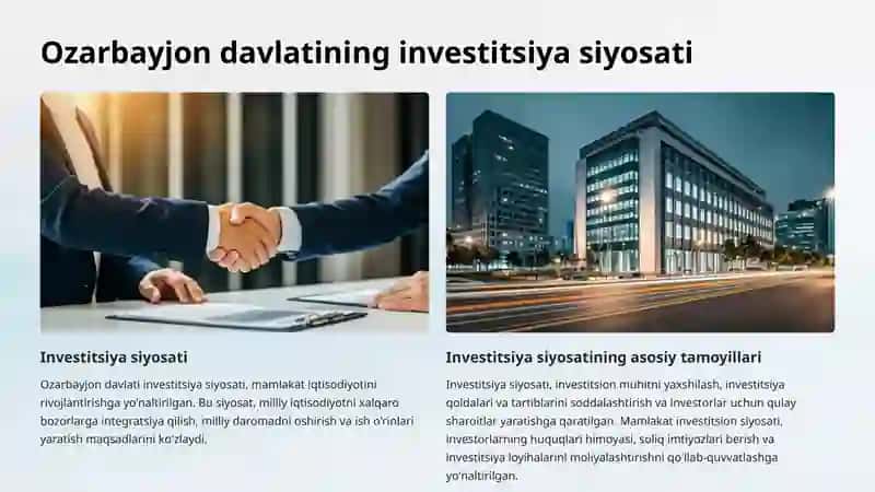 Ozarbayjon davlatining investitsiyasiy siyosati 2