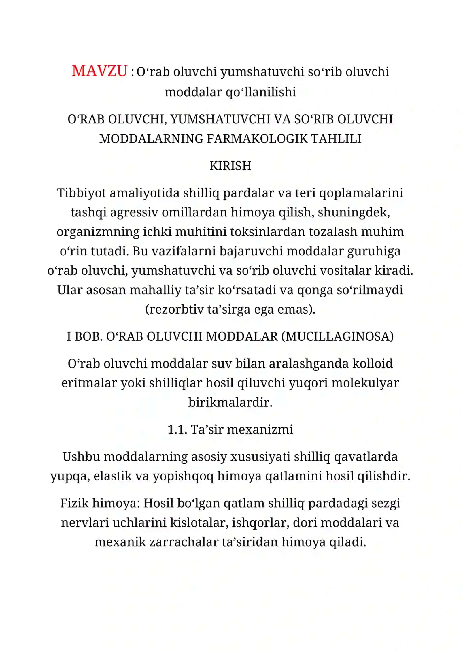 Oʻrab oluvchi yumshatuvchi soʻrib oluvchi moddalar qoʻllanilishi 2