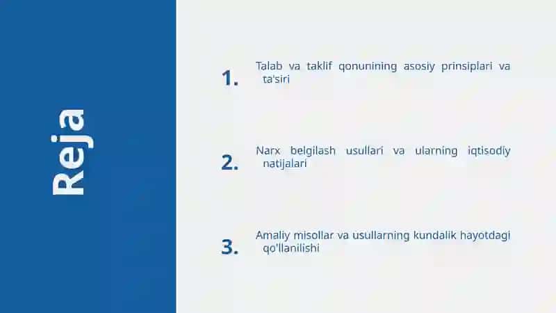 Talab va taklif qonuniga ko'ra narx belgilash usullari 2