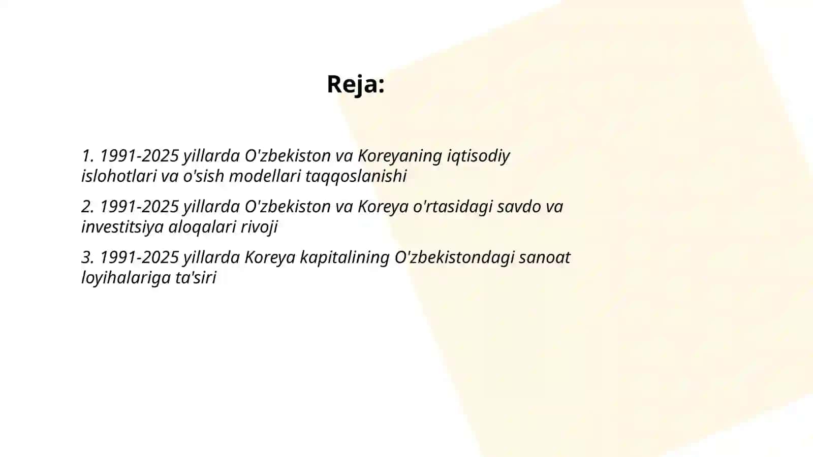 1991-2025 yillarda O'zbekiston va Koreya davlat tarqqiyoti 2