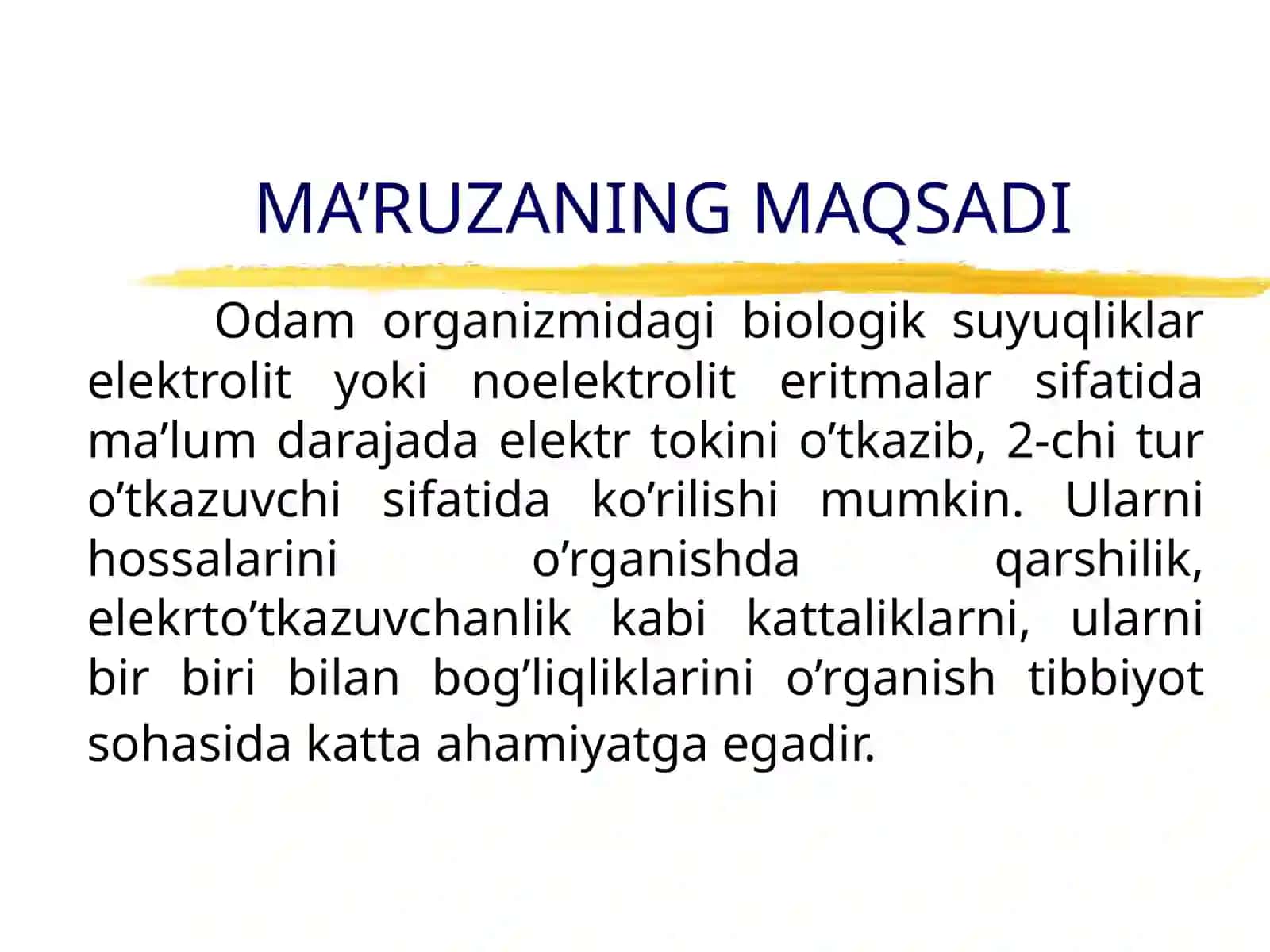 ELEKTROKIMYO ASOSLARI. ELEKTROLITLAR ERITMALARIDA ELEKTRO’TKAZUVCHANLIK 2